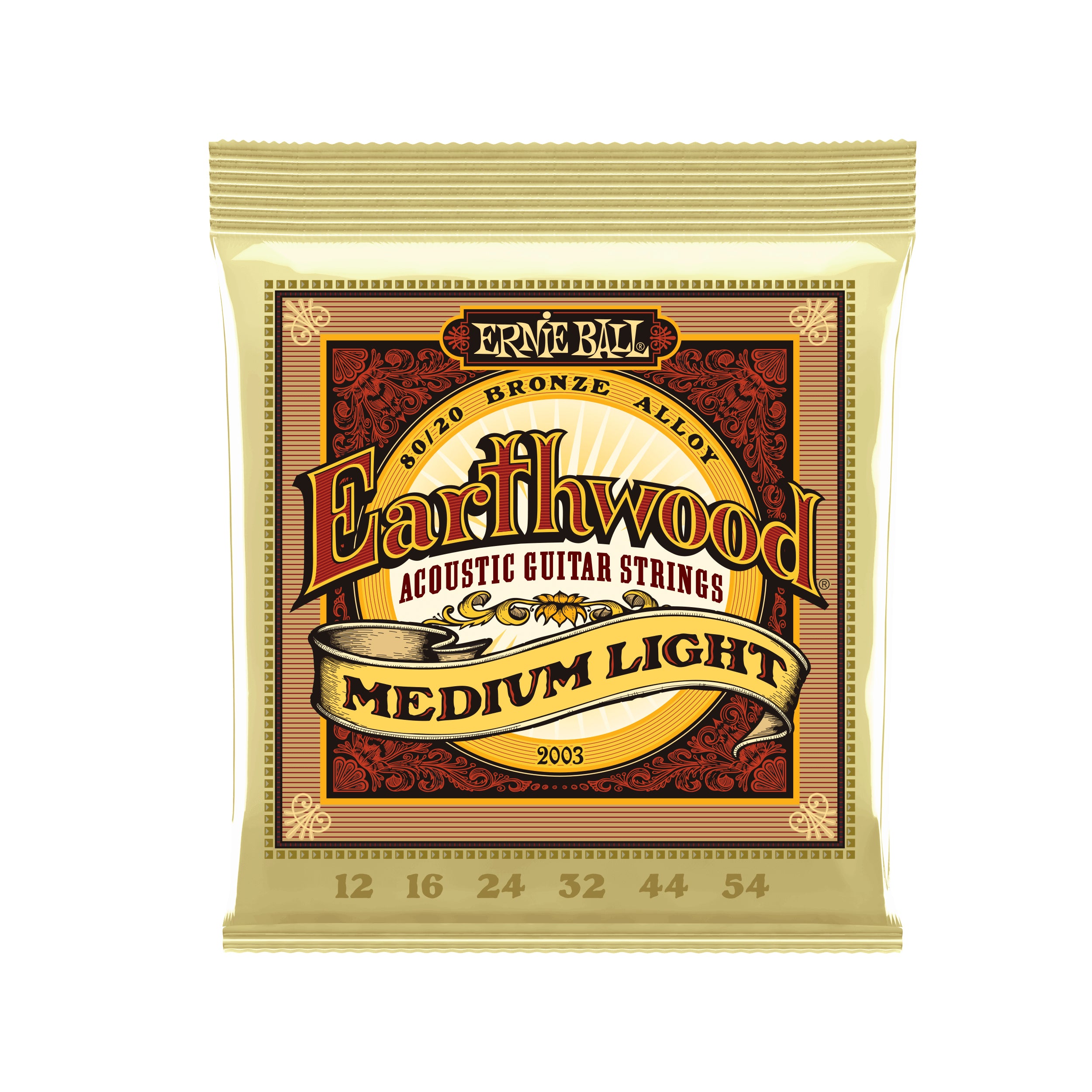 Ernie Ball Earthwood Medium Light 80/20 Bronze Acoustic Guitar Strings - 12-54