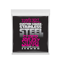 Ernie Ball Super Slinky Stainless Steel Wound Electric Guitar Strings 9-42 Gauge