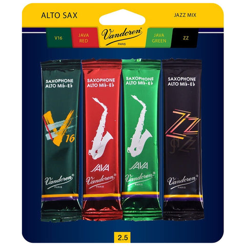 Vandoren Alto Sax Jazz Reed Mix includes 1  ZZ, V16, Java & Java Red Strength #2