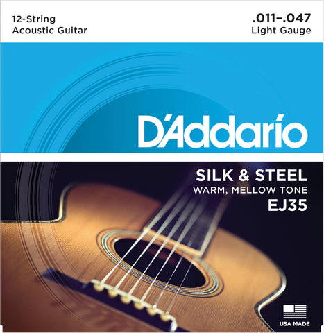 D'Addario EJ35 Silk & Steel 12-String Folk Guitar Strings, 11-47